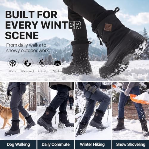 Snow Boots for Men Waterproof Lightweight Winter Men's Snow Boots
