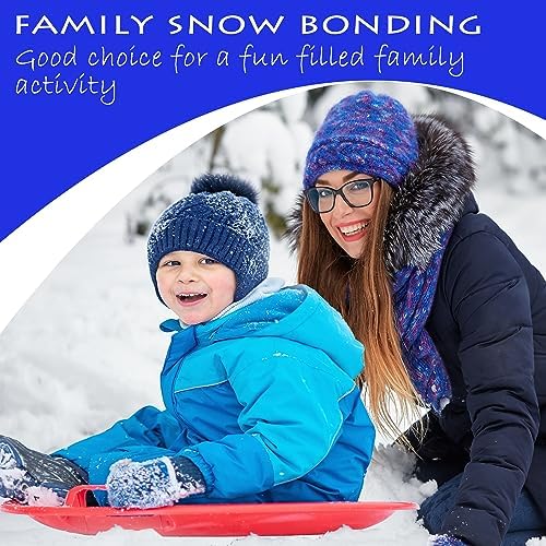 Slippery Racer Heavy-Duty Cold Resistant Downhill Pro Adults and Kids Plastic Outdoor Winter Saucer Disc Snow Sled with Handles-2 Pack (Red-2 Pack)
