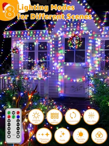 BrightChristmas Christmas Lights 1200 LED 394 FT, Waterproof Outdoor String Lights with 8 Modes, Fairy Lights for Holiday Decor (Multicolor)
