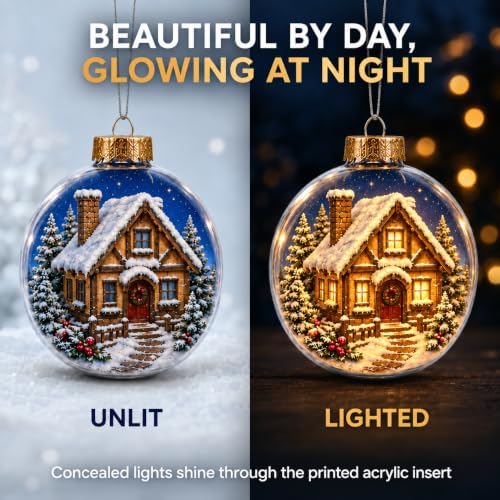 6 Pack Lighted Christmas Ball Ornaments with Concealed LED Wire