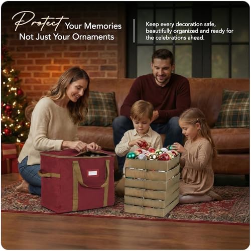 Covermates Adjustable Ornament Storage Bag, 19.25" W x 13" D x 18.5" H, Red