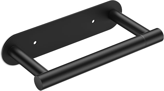 FORIOUS Toilet Paper Holder Wall Mount, Stainless Steel Rustproof Double Post Pivoting Tissue Roll Holder for Bathroom, Commercial Toilet Paper Dispenser (Matte Black, Modern Round 1 Pack)