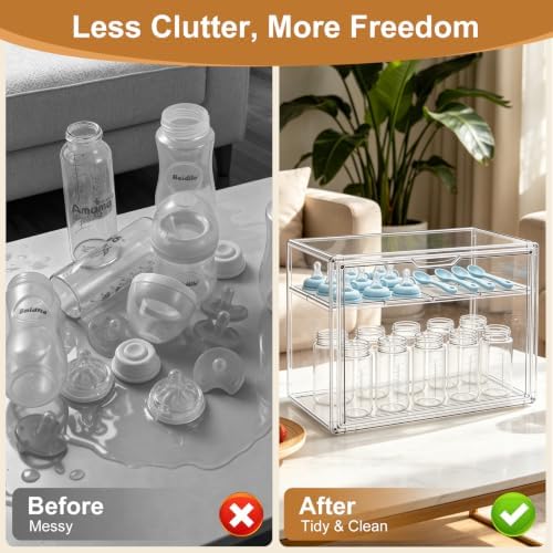 ERTIUANIO Baby Bottle Organizer for Countertop Cabinet Storage