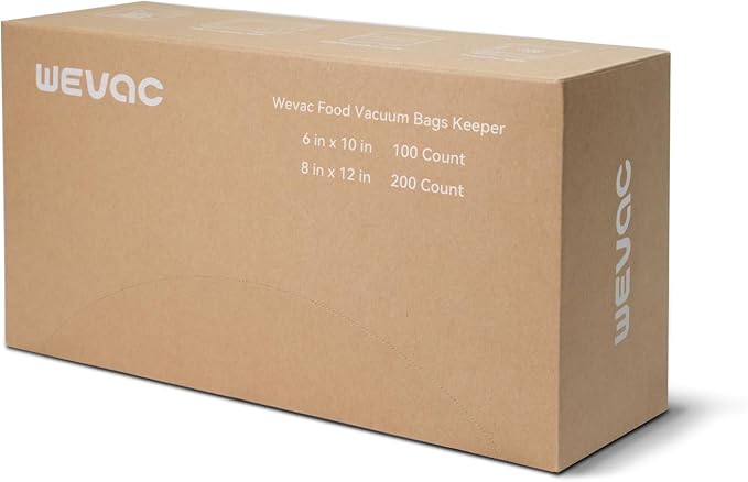 Wevac Vacuum Sealer Bags, Quart 8"x12" 200 Count, Pint 6"x10" 100 Count | Two Sizes in One Box, BPA Free, Commercial Grade Textured PreCut Bags,Compatible with Food Saver Machines, Sous Vide Cooking