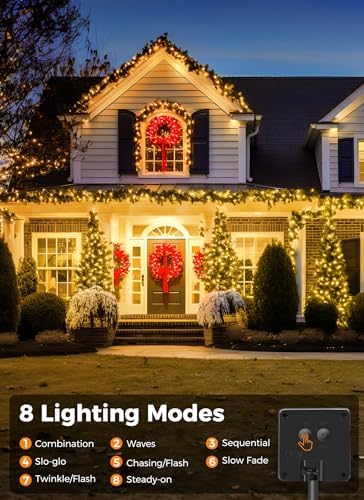 Minetom Solar Christmas Lights Outdoor Waterproof,4Pack Total 160FT 400 LED
