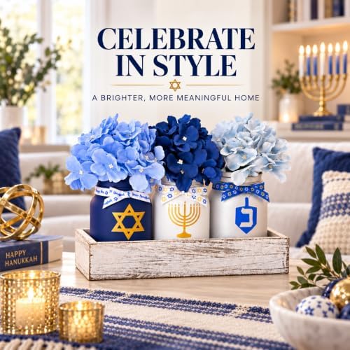 Hanukkah Decorations for Home, Chanukah Table Decor Indoor/Outdoor