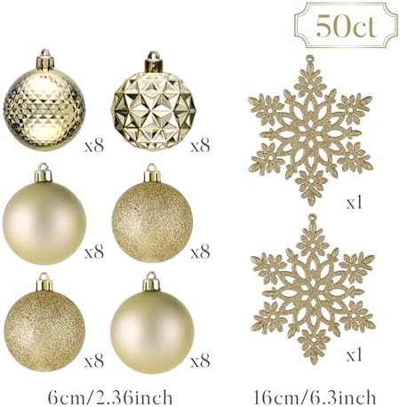Valery Madelyn 50ct Christmas Tree Decorations Ball Ornaments 2.36 Inches