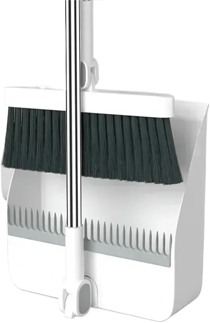2PCS/Set Broom and Scoop Set Folding Dustpan High-end Bathroom Water Wiper to Sweep Brush Garbage Squeegee Home Cleaning for Home Kitchen Shop(White-2PCS)