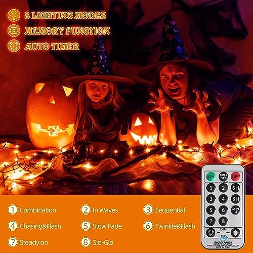 MZD8391 105FT 300LED Halloween Light, Orange Purple Christmas Light