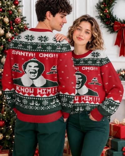 34HD Ugly Xmas Sweater–Funny Knit Christmas Sweater for Women & Men 2025, Long Sleeve Crewneck Holiday Pullover, Unisex Gift