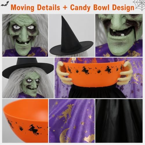 HOMELEX 57 in Animated Witch Candy Bowl, Sound Activated