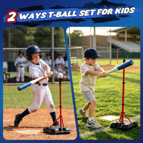 EagleStone 3 in 1 Kids Basketball Hoop and T Ball Set for Kids 3-12