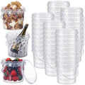Funnymoom 50 Pack 48 oz Clear Buckets with Lids and Handles