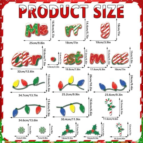 Merry Christmas Magnetic Decal Set for Garage, Fridge, Car (Christmas-C)