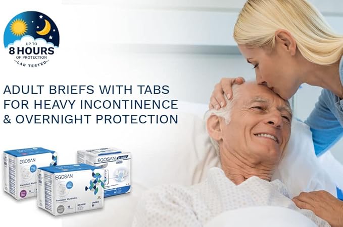 EGOSAN Maxi Incontinence Disposable Adult Diaper Brief Maximum Absorbency and Adjustable Tabs for Men and Women (Large Case, 60-Count)