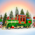 Zaer Ltd. Large Metal Christmas Train Commercial Decoration (12.5 Feet Long - Medium, Christmas Themed Colors)
