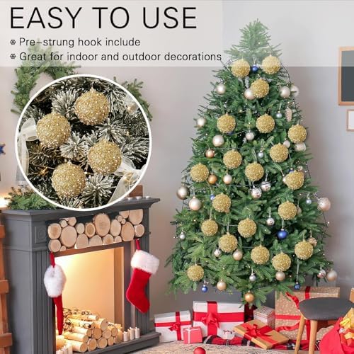 Lyrow 24 Pcs 4" Christmas Ball, Gold