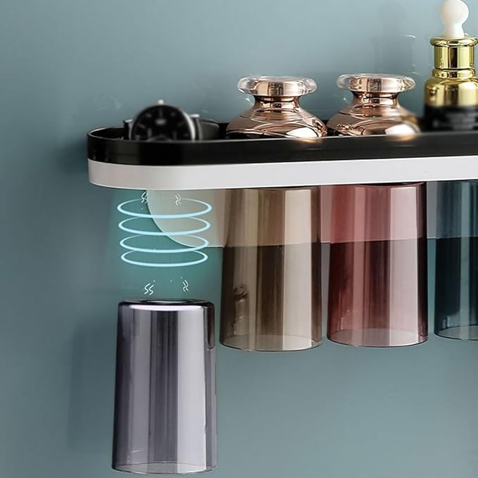 Toothbrush Rack Wall-Mounted Plastic Toothbrush Holder with Lid Toothpaste Holder Multifunctional Bathroom Accessories Storage Box Bathroom Toothbrush Holder, S41.6cm