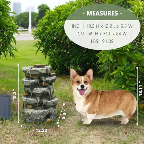 Solar Water Fountain Outdoor Cascading Design 5 Tier Feature Fountains