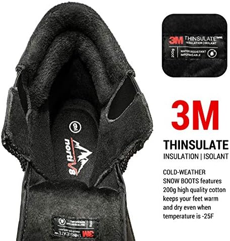 NORTIV 8 Men's Zip Winter Snow Boots Slip on