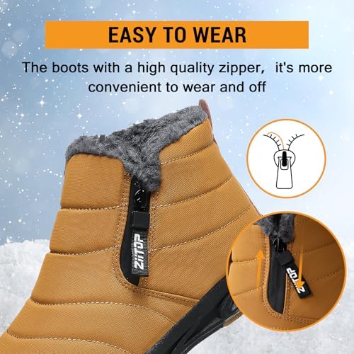 ziitop Snow Boots Mens Waterproof Winter Boots Fur Lined Warm Ankle Boots