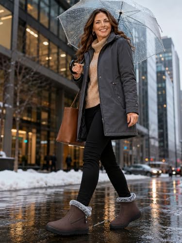 SHIBEVER Winter Snow Boots for Women: Waterproof Ankle Warm Fur Lined Boot