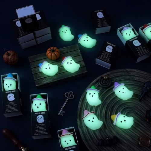 72 Sets Halloween Positive Gifts Luminous Ghost Desk Decor Trinkets, White