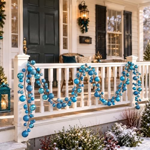 2 Pcs 6 ft Christmas Ball Ornament Garland, Turquoise
