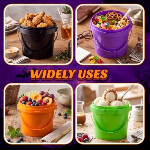 Funnymoom 50 Pack 48 oz Halloween Trick or Treat Candy Buckets for Parties