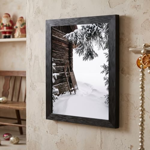 Framed Winter Sled Canvas Wall Art, Rustic, Black Frame Inch 24x36