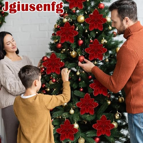 Thiccywoov 8 Pcs Large 12" Christmas Magnolia Flowers, Burgundy