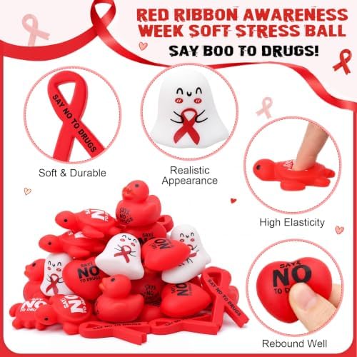 Thenshop 28 Pcs Red Ribbon Week Anti Drug Awareness Relief Favor