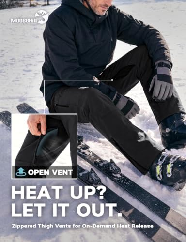 Moosehill Men's Fleece-Lined Snow Pants: Zippered Inner-Thigh Vents