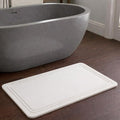Stone Bath Mat – Diatomaceous Earth Quick Drying Non-Slip Bathroom Mat – Absorbent Diatomite Shower Mat, Durable & Easy to Clean, Modern, 23.6" x 15.3", (White - Linea)
