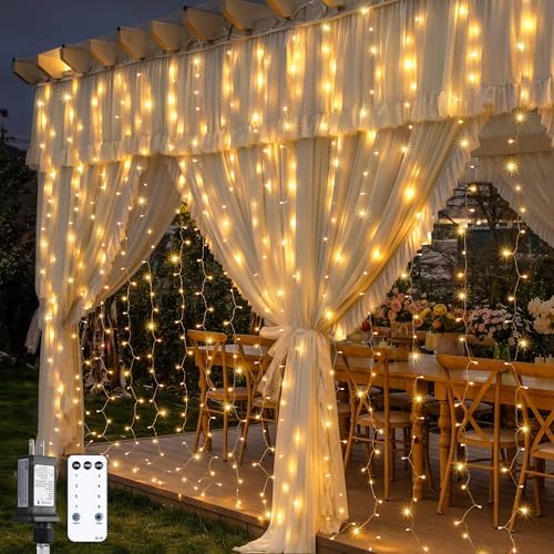 JMEXSUSS 600 LED Curtain Lights, String Lights for Bedroom,9.5ft x 19.6ft