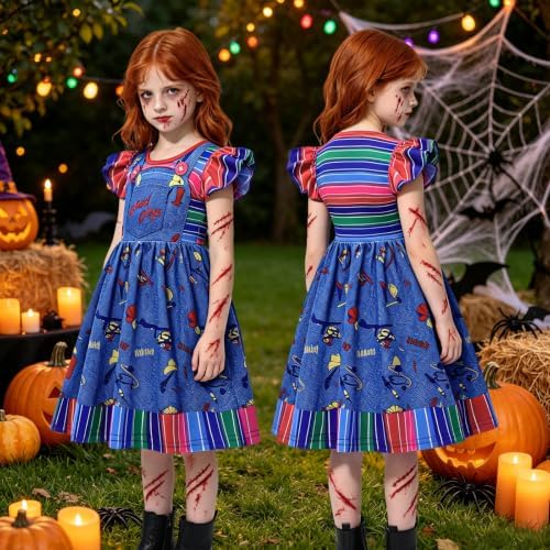 Kids Killer Doll Costume Halloween Killer Horror Doll Outfits Classic Movie Cosplay
