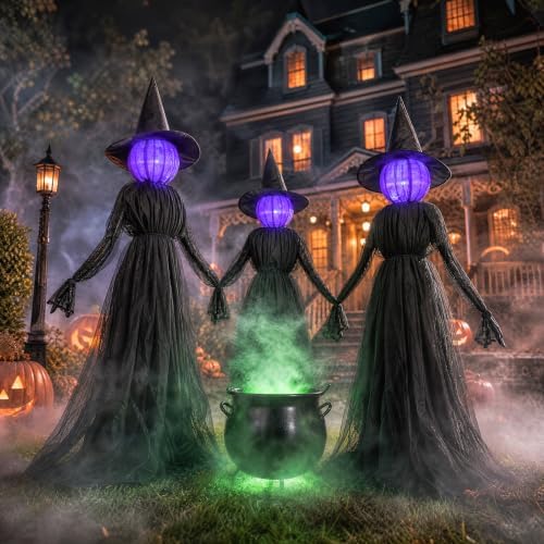 Dazzle Bright Halloween Witch Decorations Outdoor, 5 FT Set of 3