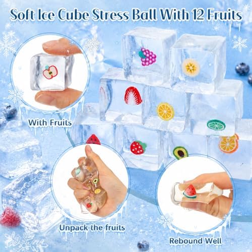 Thenshop 24 Pcs Fruit Ice Cube Ball Fruit Filled Stress Relief