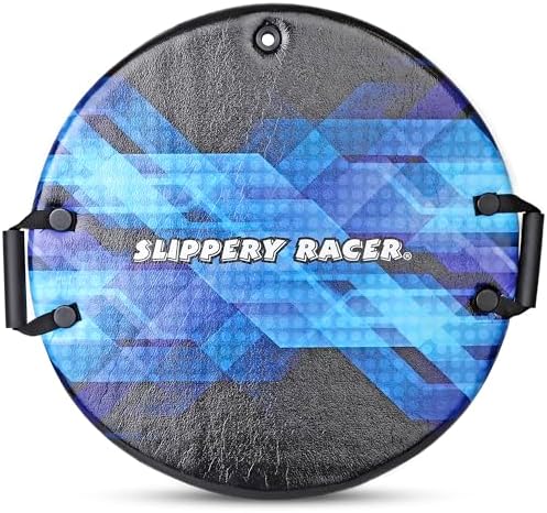Slippery Racer Downhill Zeus Adults and Kids Foam Saucer Disc 1 Rider Snow Sled Toboggan with Handles, Midnight Hologram