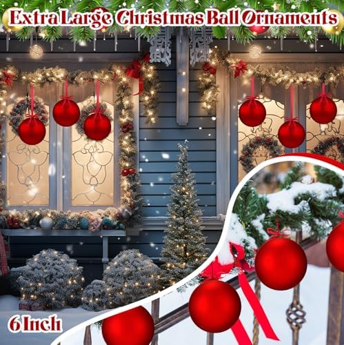 Weysat 4 Pcs Large Fillable Christmas Ball Ornaments, Matte Red, 6 Inch