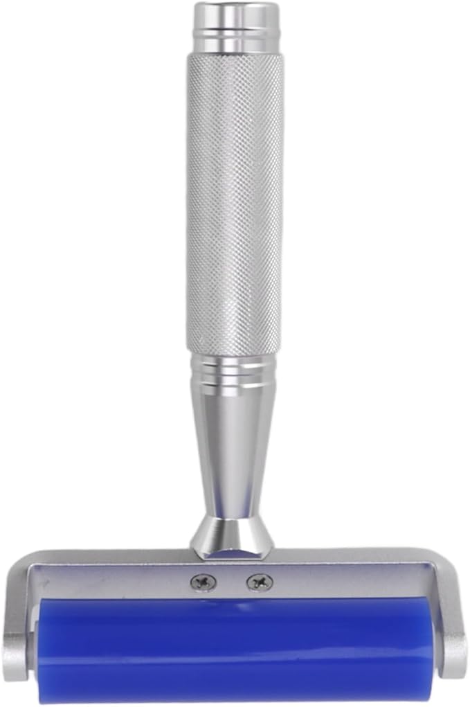 Blue Silicone Manual Roller, Static Cleaner Tool Tacky Roller Sticky for Screen Film Hair Dust Remover Viscosity with Aluminum Alloy Handle for Everywhere (6 Inch)