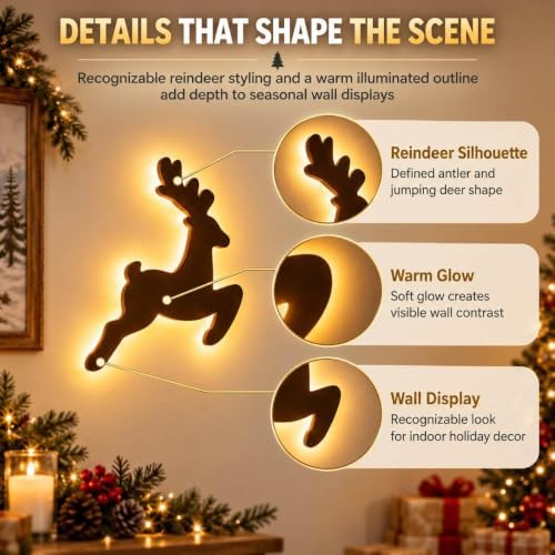 LED Reindeer Wall Decorations Festive Christmas Lighting for Indoor Display