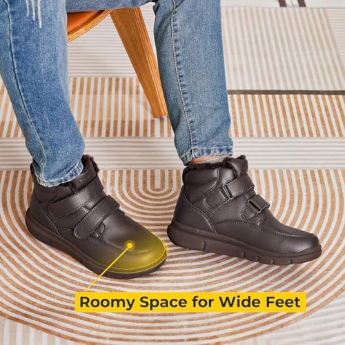 FitVille Extra Wide Men's Winter Boots Fur Lined Snow Boots for Men