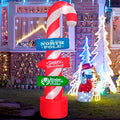 8ft Outdoor Candy Cane Stacking Sign Inflatables with LED Lights - Blow Up Yard, Garden, Lawn Decorations for Christmas Parties