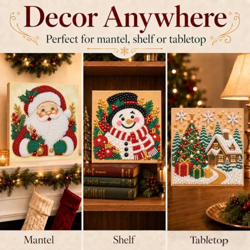 Diamond and Pearl Art Kits for Adults, Christmas Decorations, Framed Decor