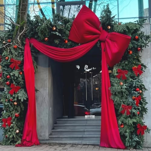 118 x 47 Extra Large Christmas Red Velevt Bow Outdoor