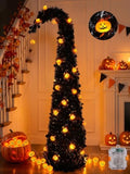 Brizled Prelit Black Halloween Tree, 5 ft Fall Tree with LED Pumpkin Lights