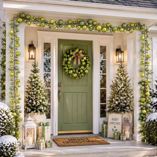 2 Pcs 6 ft Christmas Ball Ornament Garland, Light Green