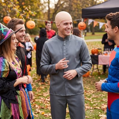Halloween Costumes Men Bald Costume Set Grey Power Suit