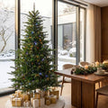 Glitzhome 6ft Prelit Christmas Tree, Small Christmas Tree Vibrant Evergreen Fir with 300 Warm White/Multi-Color Twinkling Lights, 1564 PE&PVC Branch Tips, 10 Function w/Foot Pedal and Remote